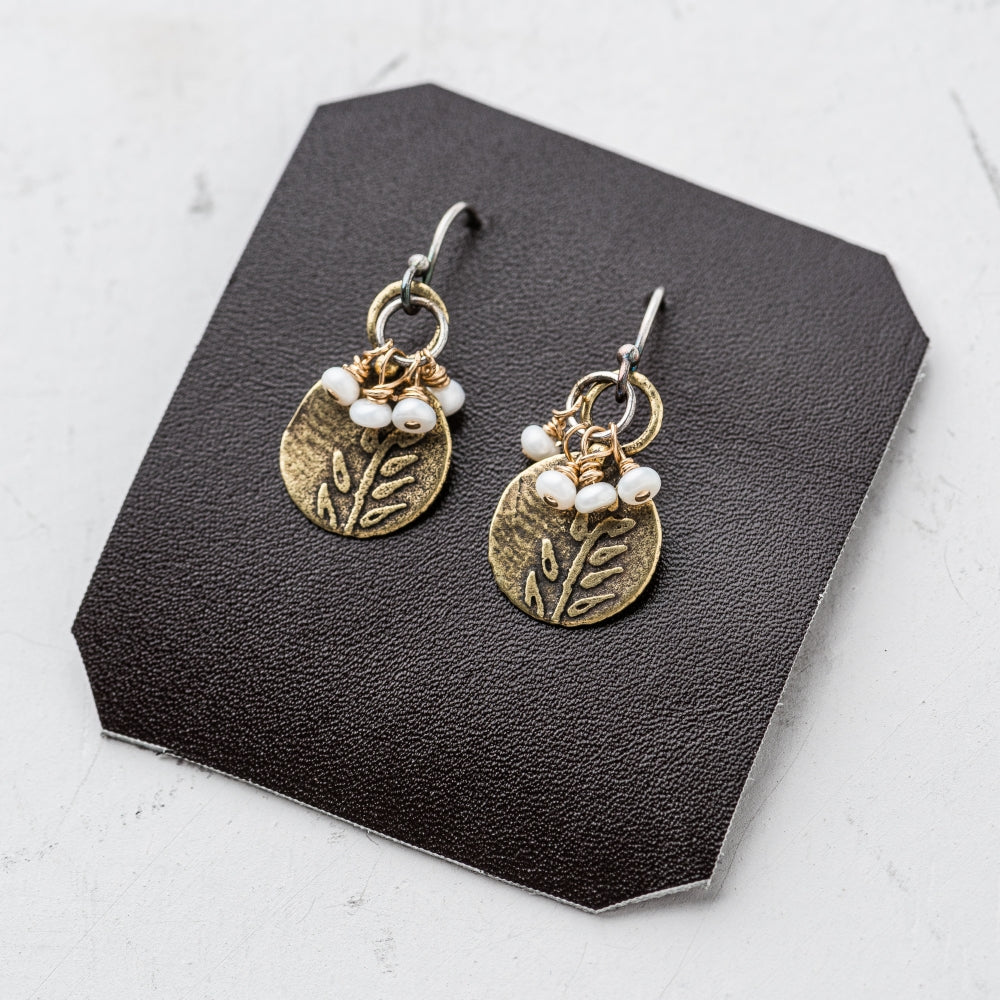 Pearl Fern Earrings in Yellow Bronze – Original Hardware