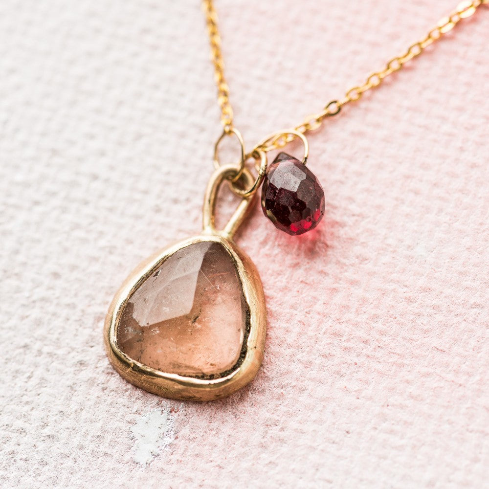 Red Rutilated Quartz and Garnet on 14 offers karat gold.