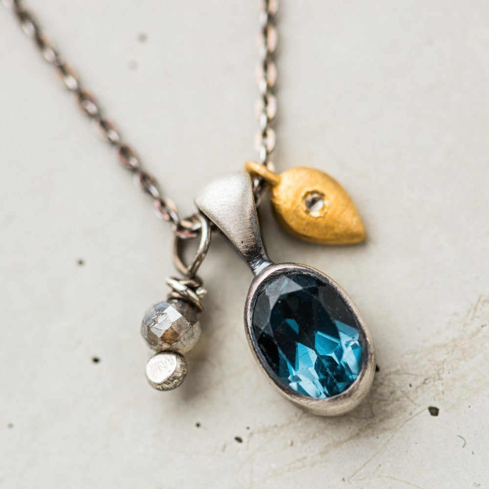 Labradorite Necklace for Women with Blue shops Topaz and Gold