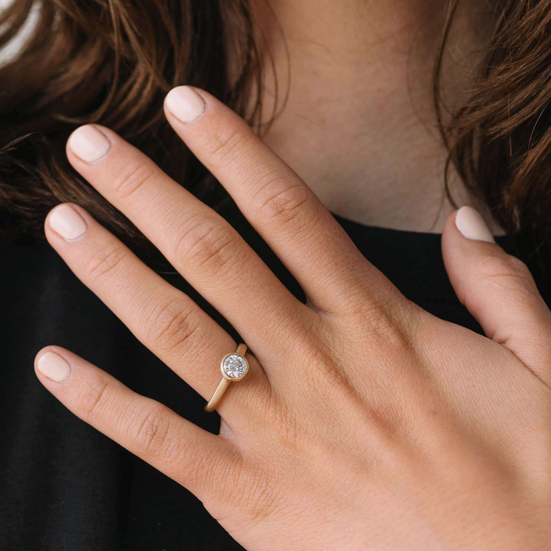 Lab-Grown Diamond Bezel Cathedral Ring in 14k Gold – Original Hardware