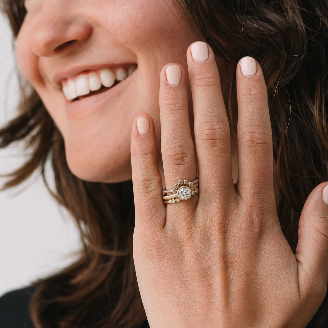 Lab-Grown Diamond Bezel Cathedral Ring in 14k Gold – Original Hardware